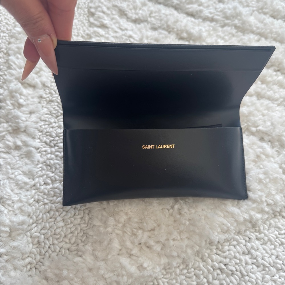 Saint Laurent Gold and Black Cat-Eye Sunglasses - Picture 8 of 9